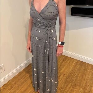 Diane Von Furstenberg Black and White Patterned Maxi Dress